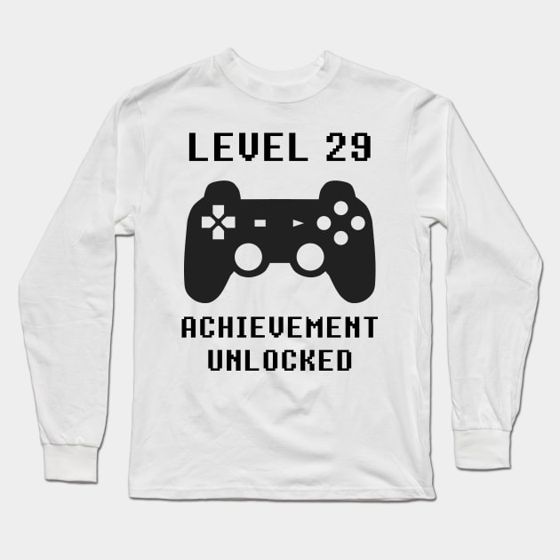 LEVEL 29 ACHIEVEMENT UNLOCKED Controller retro video games 29th birthday Long Sleeve T-Shirt by rayrayray90